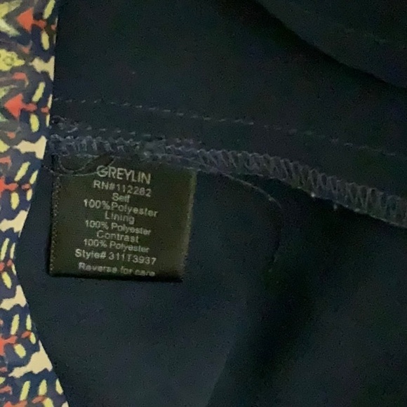 GREYLIN sheer blouse with long sleeves. Front tie. Size M - Picture 7 of 9